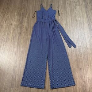 Navy and White Polka Dot Jumpsuit